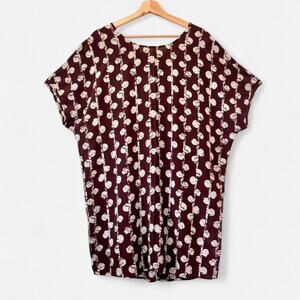 Madewell 100% Silk Brown Batik Shift Dress- Size Medium, Boho